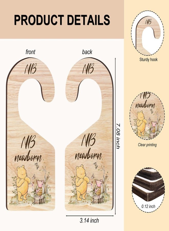 Hatzelou 8Pcs Winnie Baby Closet Dividers, Winnie Baby Clothes Dividers for Closet, Newborn Baby Stuff for Baby Boys Girls, Wooden Double-Sided Baby Hanger Organizer from Newborn to Toddler - Image 2